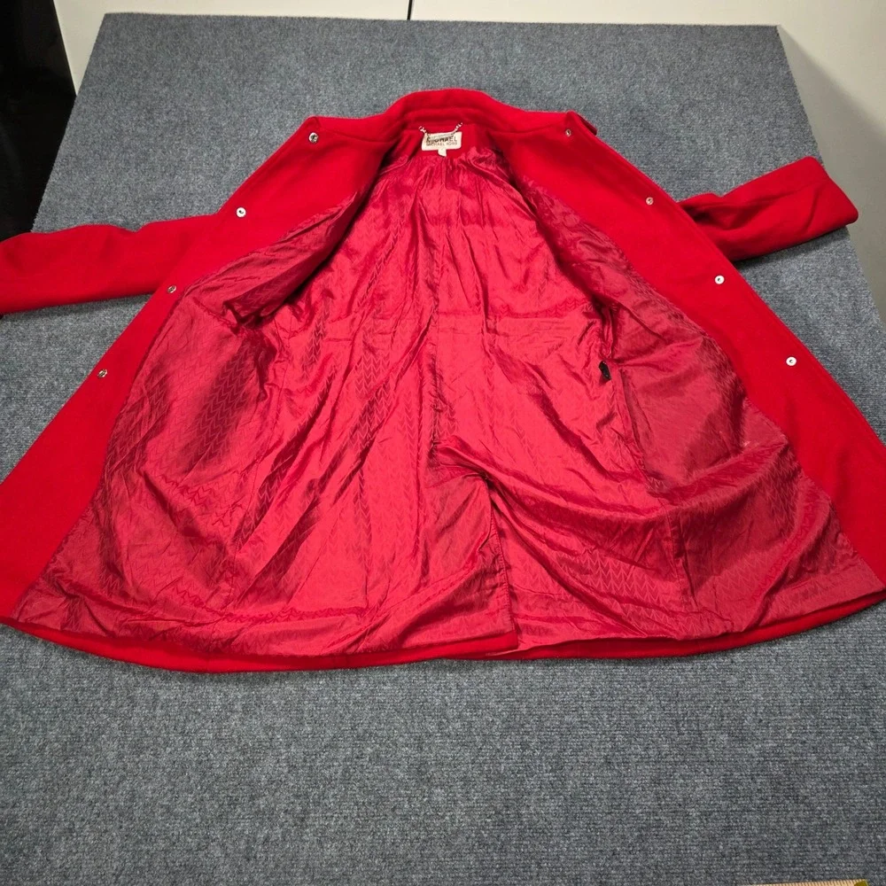 Michael by Michael Kors Red 100% Wool Coat Women 8 Long Length Snap Button‎ - Picture 8 of 14